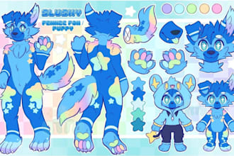 create a furry fursona reference sheet and nsfw character design