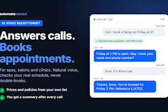 build an ai voice receptionist to book appointments for spas and clinics
