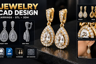 do 3d jewelry cad design, jewelry cad modeling and rendering for 3d printing stl