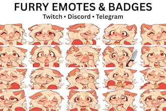 create custom furry emotes, discord stickers, twitch emotes fursuit furry badges