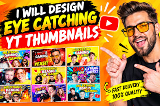design eye catching yt thumbnail for gaming vlog and shorts