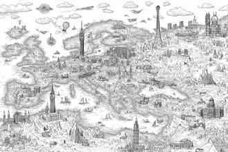 create doodle illustrated vector map