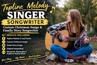 be your topline melody singer, custom christmas song and family story songwriter