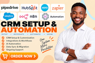 setup pipedrive hubspot crm xero zapier integration salesforce n8n ai automation
