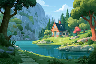 design custom 2d  backgrounds, landscapes
