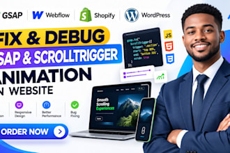 fix and debug gsap scrolltrigger animation on website webflow shopify wordpress