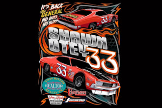 craft a custom vintage car racing logo and vector illustration