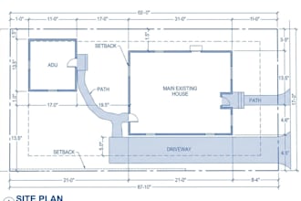 adu permit drawings, floor plans and site plan in florida, california, texas USA