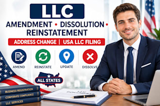 do llc amendment, close, dissolution, reinstatement and address change