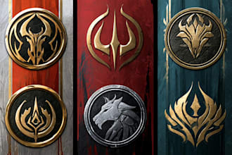 paint a custom fantasy faction crest illustration professionally
