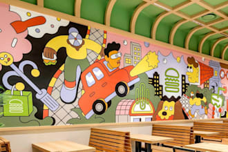 create custom mural wall art, restaurant mural, doodle art, street graffiti art
