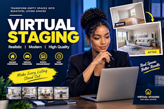 do real estate virtual staging, virtual furniture and renovation