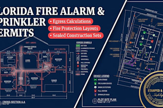 design florida commercial fire alarm drawing egress calculation sprinkler permit
