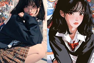 anime character an illustration and anime character