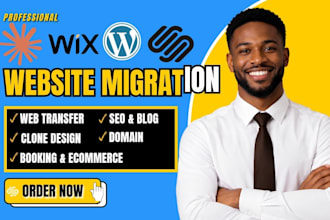 transfer migrate claude or HTML to wordpress wix squarespace website