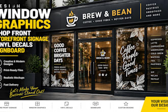 design window graphics, shop front, storefront signage, vinyl decals signboard