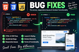 fix HTML CSS and javascript issues on your website