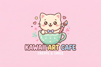 design a cute and creative kawaii logo for your brand