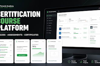build a certification course platform with quizzes and certificates