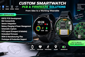 design smartwatch pcb with esp32, ble, sensors, battery charging and firmware