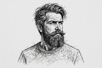 draw scribble art vector portrait from photo