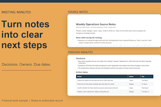 turn your meeting notes into clear minutes and action items