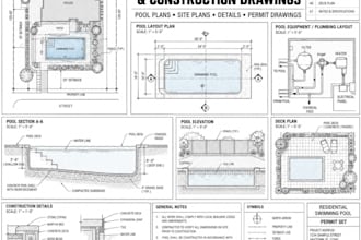 swimming pool permit sets and pool construction drawings