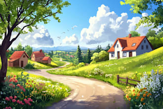 create a landscape and urban vector art illustration