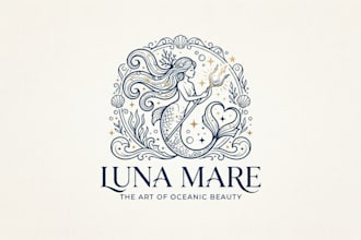 design a magical and elegant mermaid logo for your brand