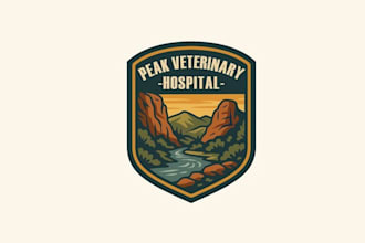 do boutique veterinary hospital logo with vintage outdoorsy