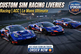 design custom sim racing livery for iracing acc and le mans ultimate esport team