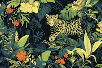 draw an animal and botanical illustration