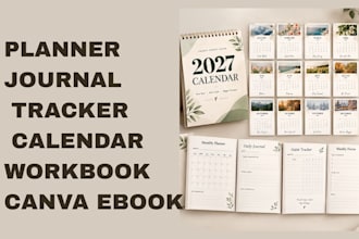 design custom digital planner printable journal tracker 2027 calendar workbook