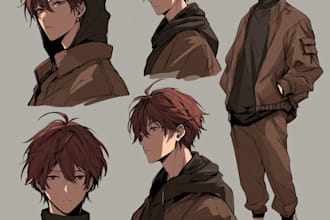 draw anime character sheet for you