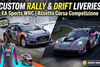 design custom rally car and drift livery suit design for ea sports wrc and acc