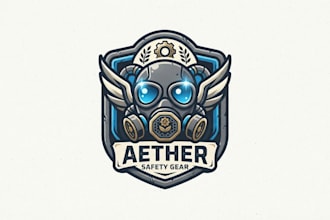 design a powerful and bold gas mask logo for your brand