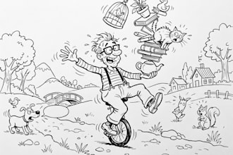 draw fun cartoon line art