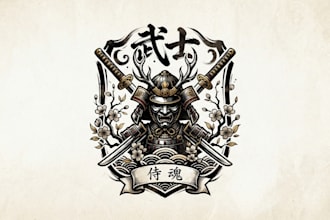 design a powerful and legendary samurai logo
