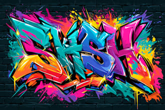 create graffiti text, tags, t shirts, and logo design