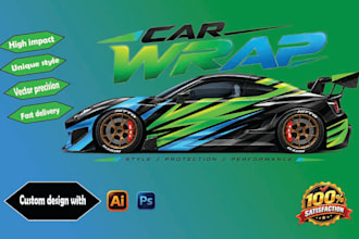 design stunning racing car wrap, livery racing car, sports racing, rally car