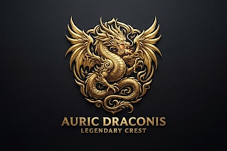 design a powerful and legendary golden dragon logo