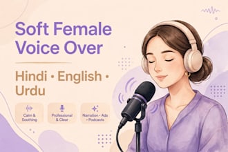 do soft spoken female hindi voice over in english and urdu