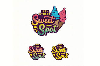 design ice cream snowballs boardwalk logo