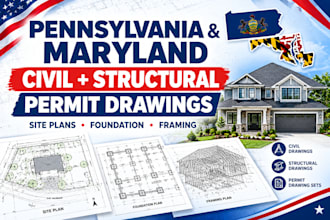 create pennsylvania maryland civil structural permit drawings