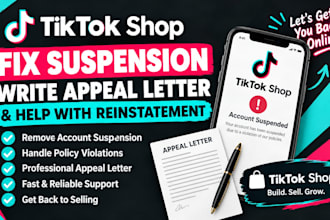 fix tiktok suspension, write appeal and help with tiktok suspension