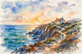 do creative watercolor landscape art