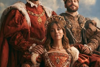 illustrate a romantic family royal couple portrait