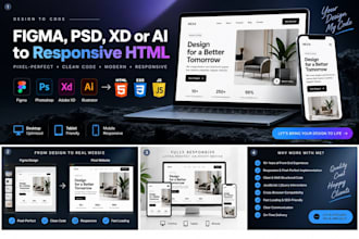 convert figma to HTML, PSD to HTML, ai to HTML, xd to HTML