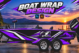 design custom boat wrap, yacht wrap, jet ski graphics