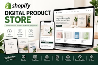 design shopify digital product, ebook and template store
